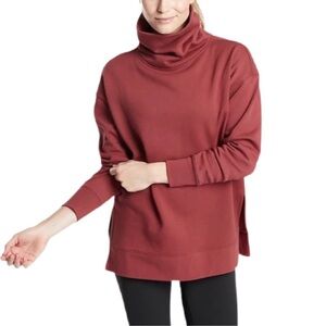 Athleta Maple Red 24/7 Funnel Neck Sweater Women’s Size Medium